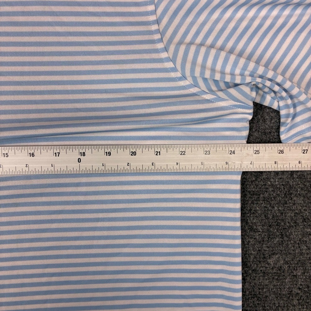 Johnnie-O Mens XL Blue White Striped Performance Polo Shirt Short Sleeve Golf - Picture 4 of 7